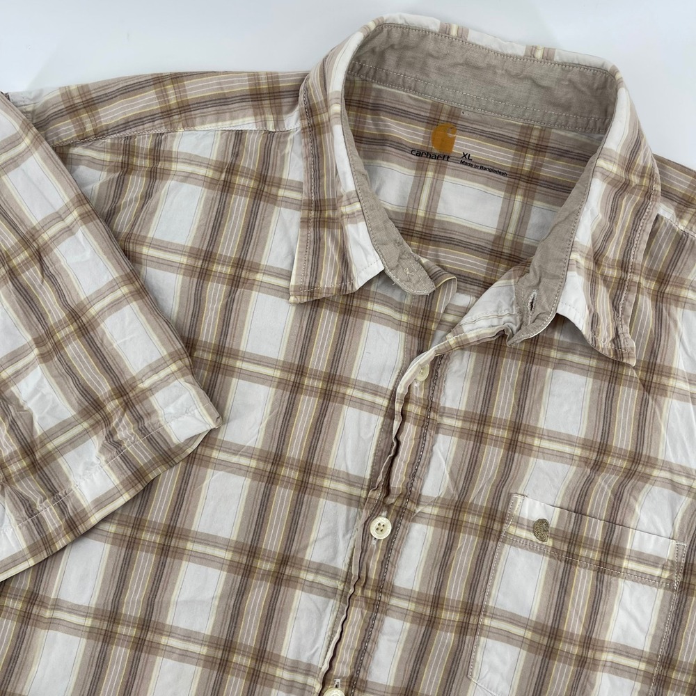 Carhartt Plaid Button Up Short Sleeve Casual Work Shirt XL